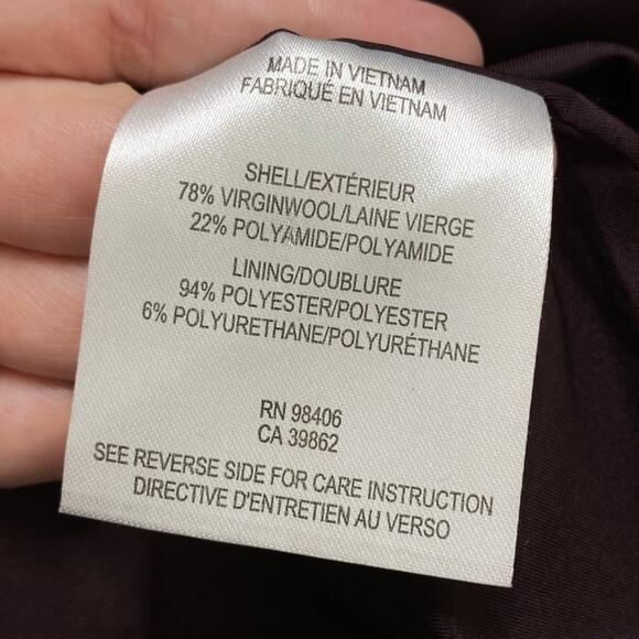 Theory Cafe Nest Virgin Wool Blend Double Breasted Coat Jacket Burgundy Size P/S - Picture 6 of 8